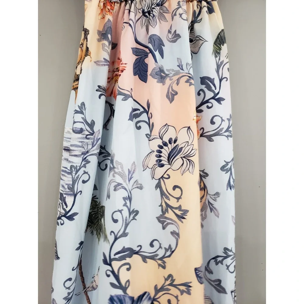 NEW SZ 2 Agua Bendita Girls Danna Kai Floral Smocked Maxi Dress tropical COASTAL